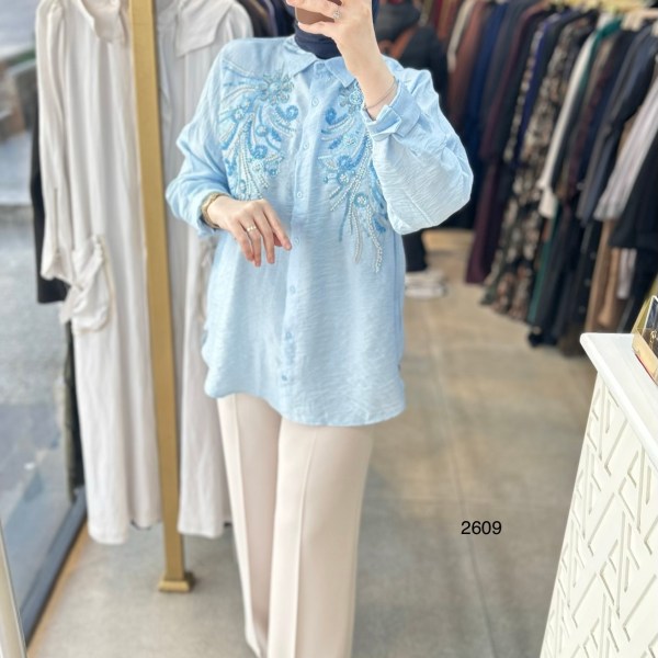 2609 Önü İşleme Detaylı Gömlek - Görsel 8