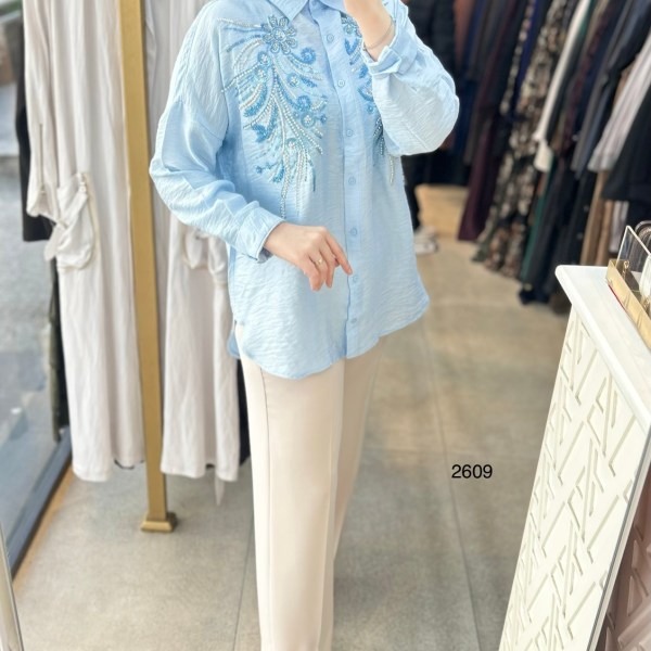 2609 Önü İşleme Detaylı Gömlek - Görsel 5