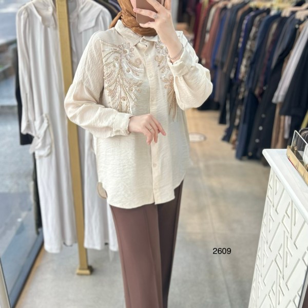 2609 Önü İşleme Detaylı Gömlek - Görsel 2