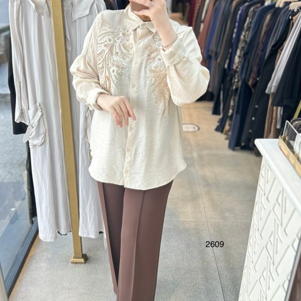 2609 Önü İşleme Detaylı Gömlek - Görsel 1