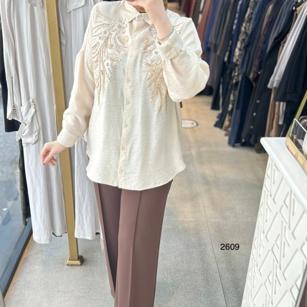 2609 Önü İşleme Detaylı Gömlek - Görsel 3