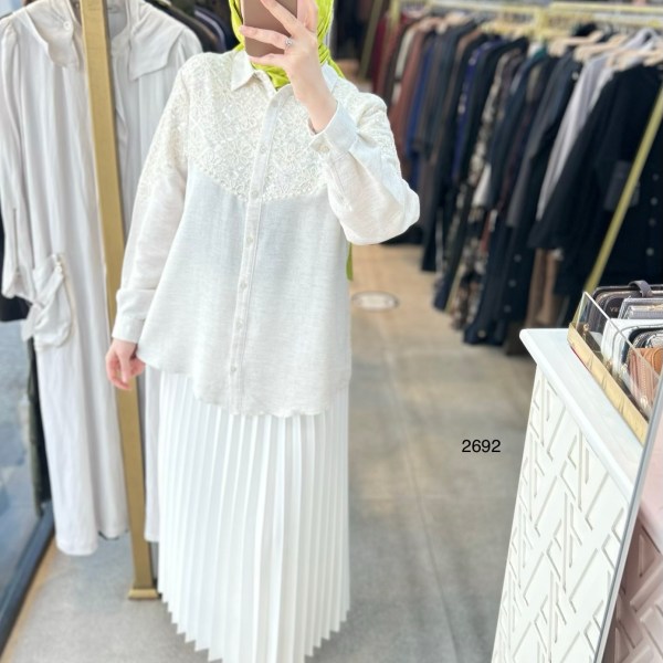 2692 Güpür Detaylı Gömlek - Görsel 6