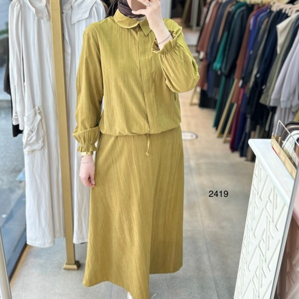 2419 Vual Kumaş Etekli Takım - Görsel 3