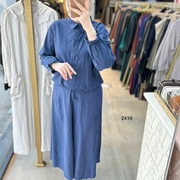 2419 Vual Kumaş Etekli Takım - Görsel 8