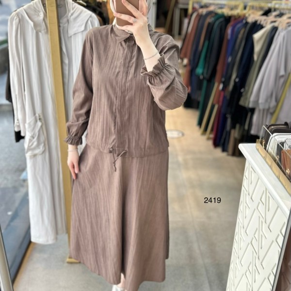 2419 Vual Kumaş Etekli Takım - Görsel 11