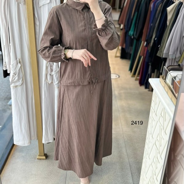 2419 Vual Kumaş Etekli Takım - Görsel 10