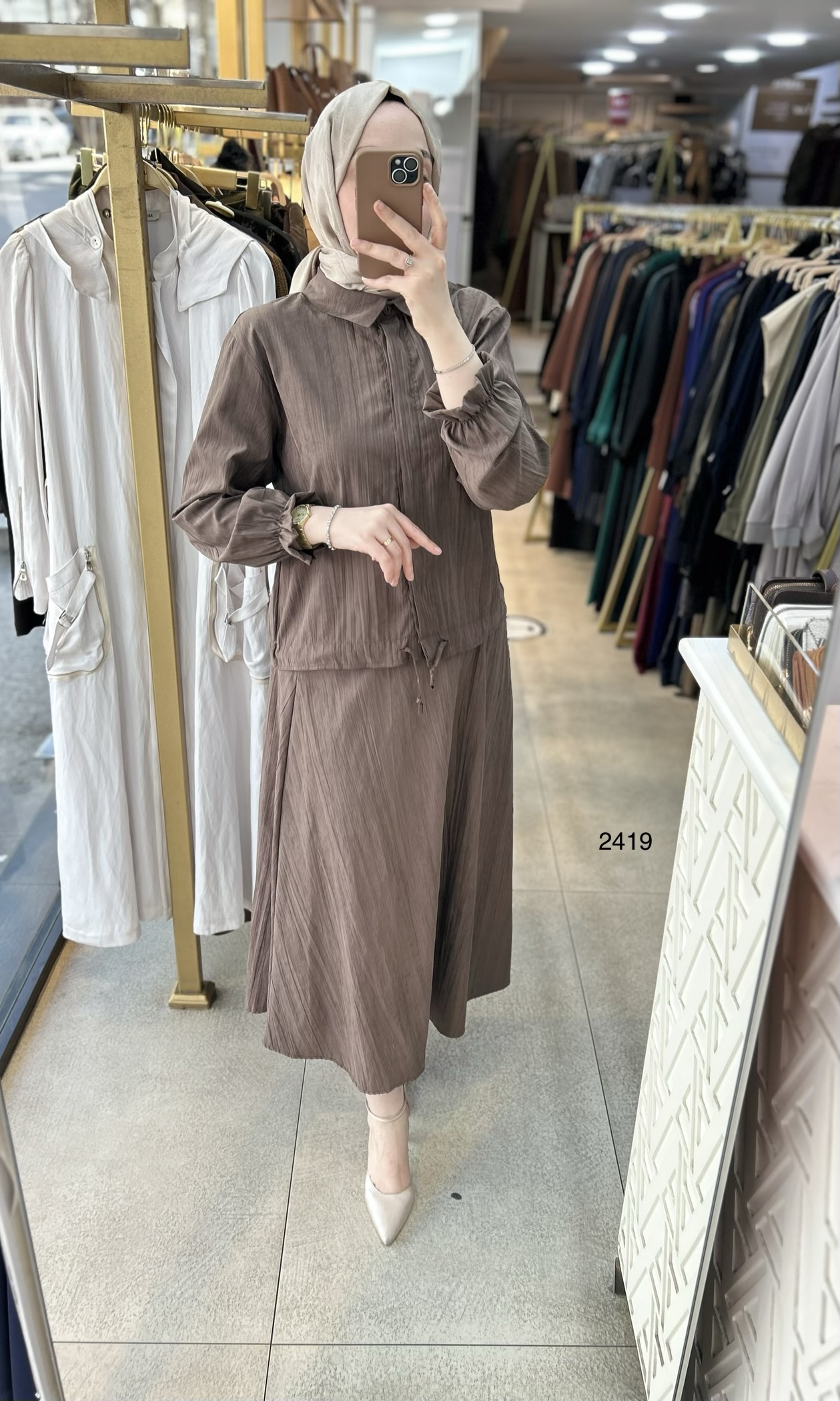 2419 Vual Kumaş Etekli Takım