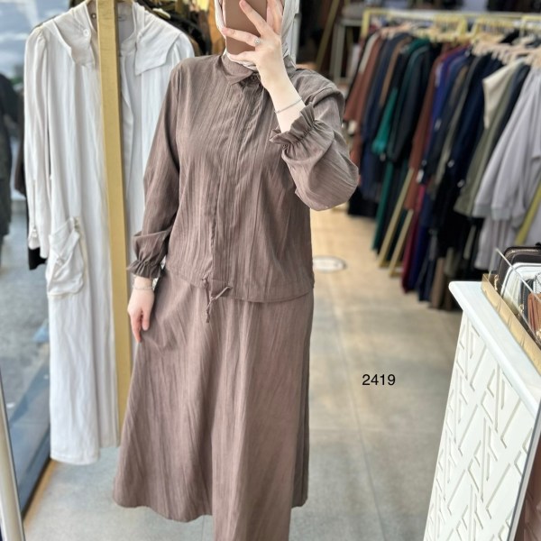 2419 Vual Kumaş Etekli Takım - Görsel 13