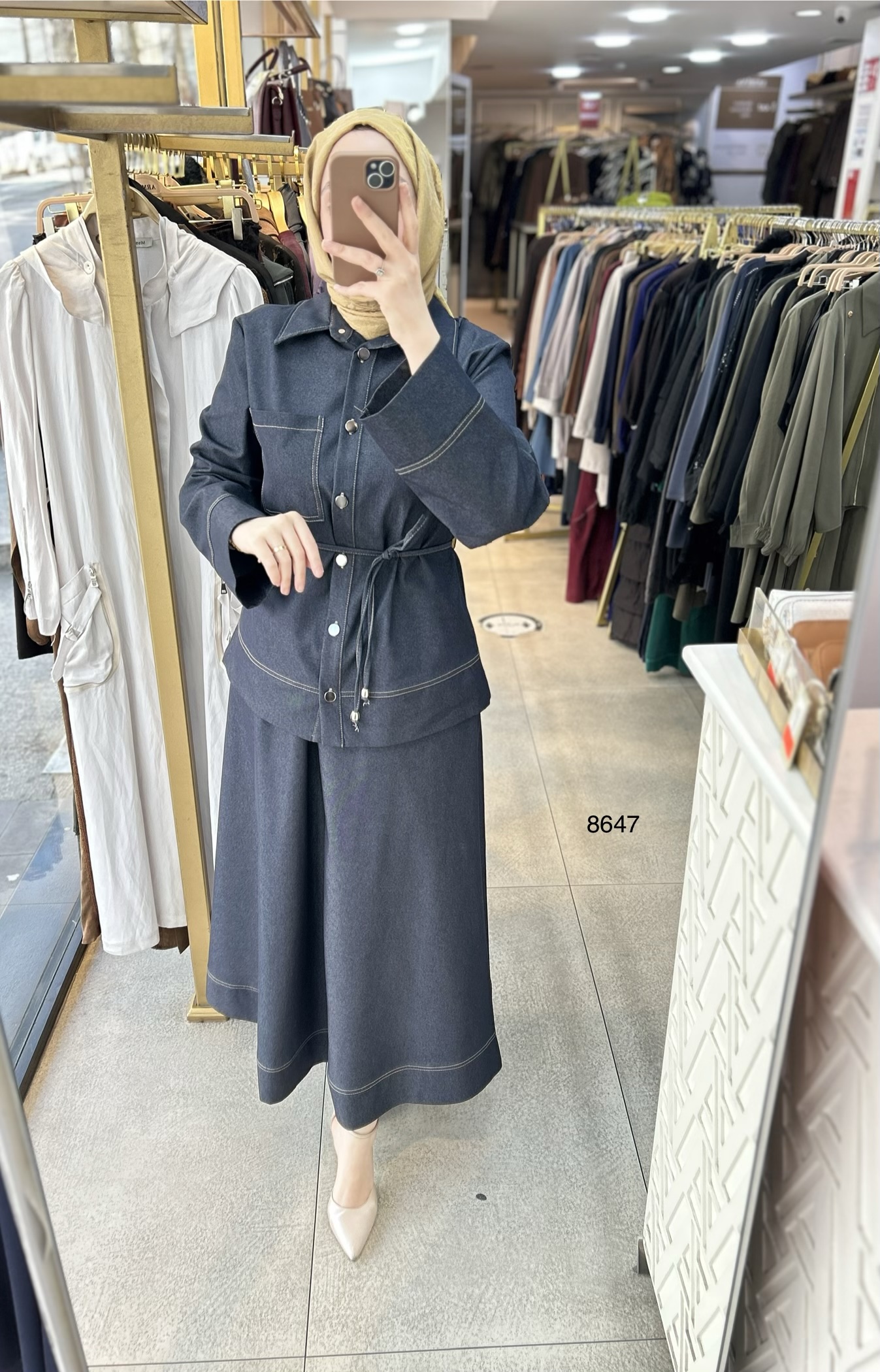 8647 Kot Kumaş Etekli Takım