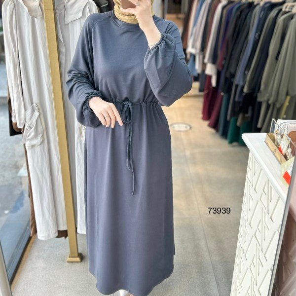 73939 Belden Bağlamalı Elbise - Görsel 4