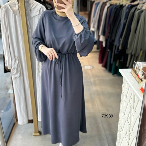 73939 Belden Bağlamalı Elbise - Görsel 1
