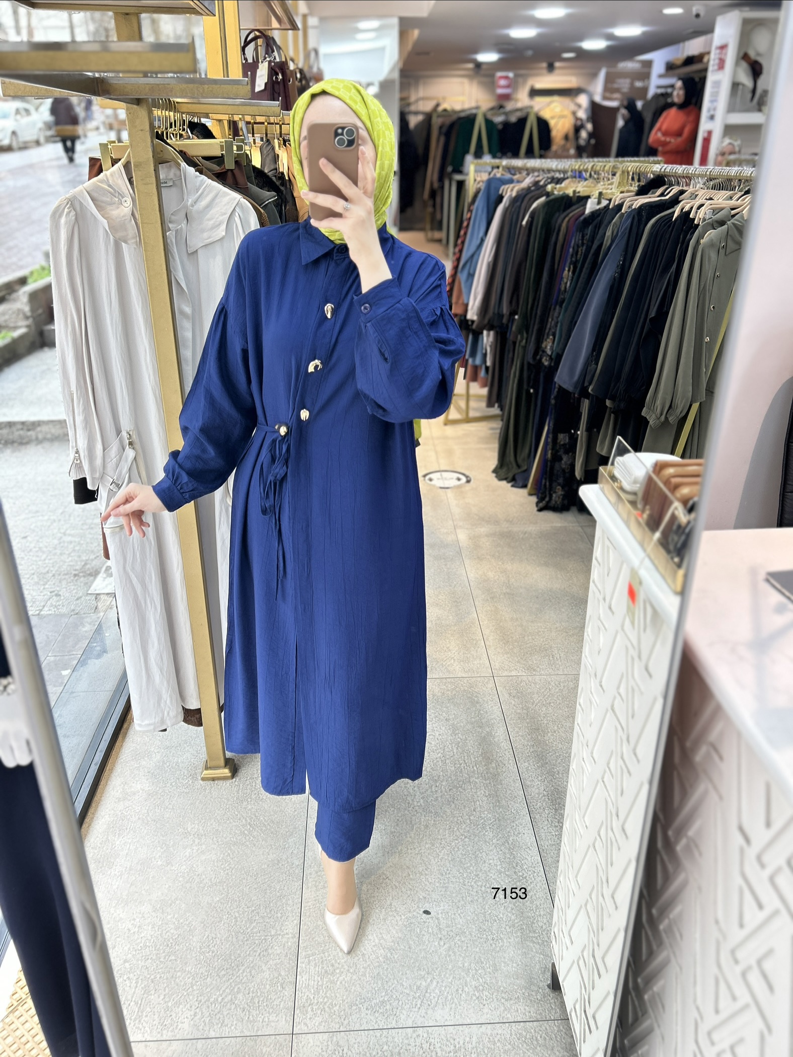 7153  Düğme Detaylı Belden Bağlamalı Takım - Görsel 18