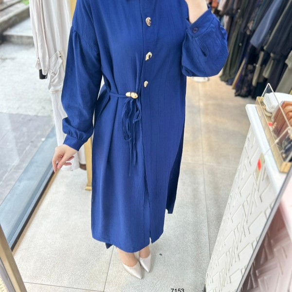 7153  Düğme Detaylı Belden Bağlamalı Takım - Görsel 19