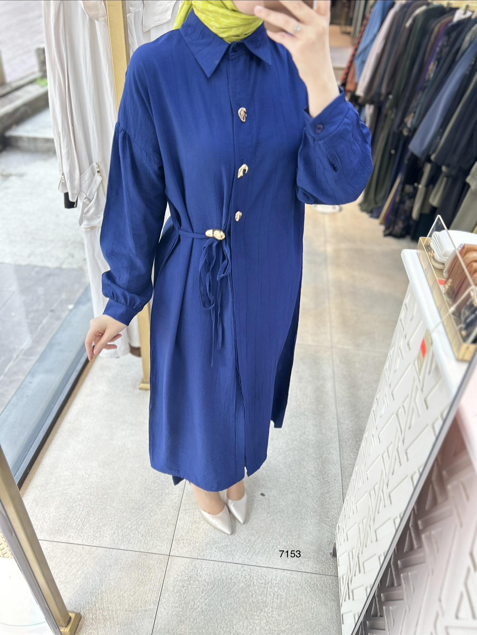 7153  Düğme Detaylı Belden Bağlamalı Takım - Görsel 19