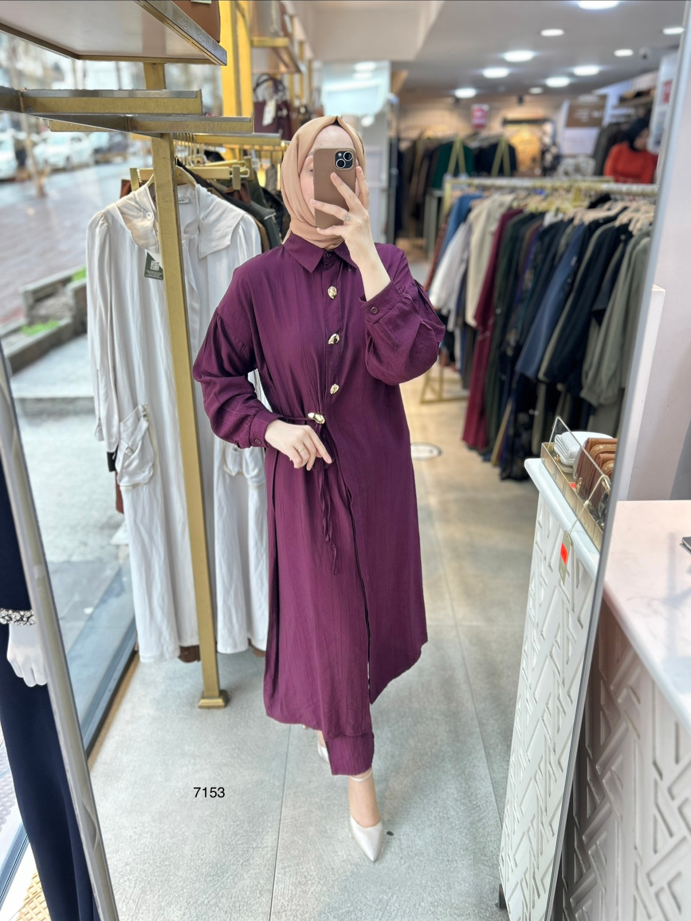 7153  Düğme Detaylı Belden Bağlamalı Takım