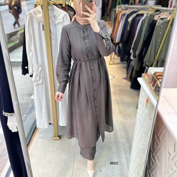 8602 Vual Kumaş Kemerli Takım - Görsel 2