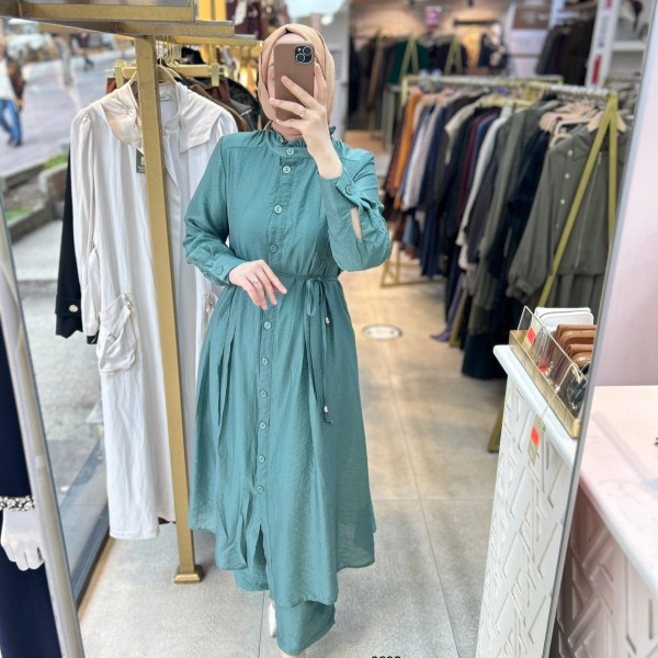 8602 Vual Kumaş Kemerli Takım - Görsel 6