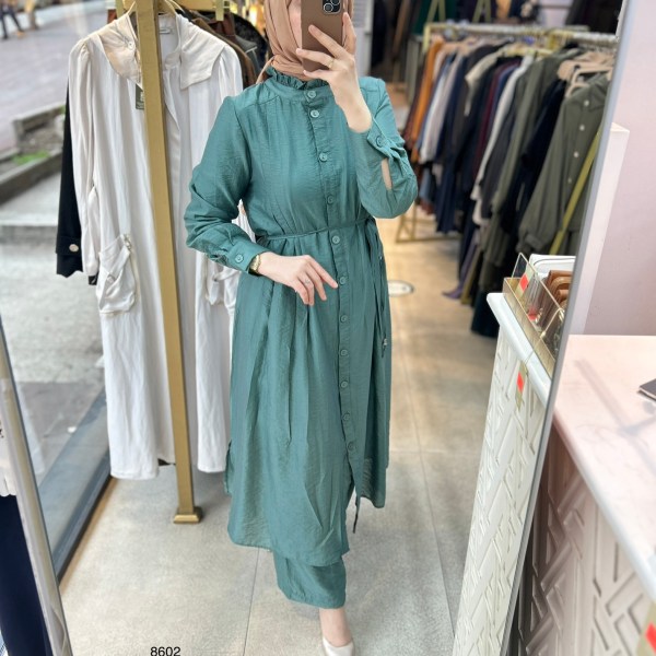 8602 Vual Kumaş Kemerli Takım - Görsel 5