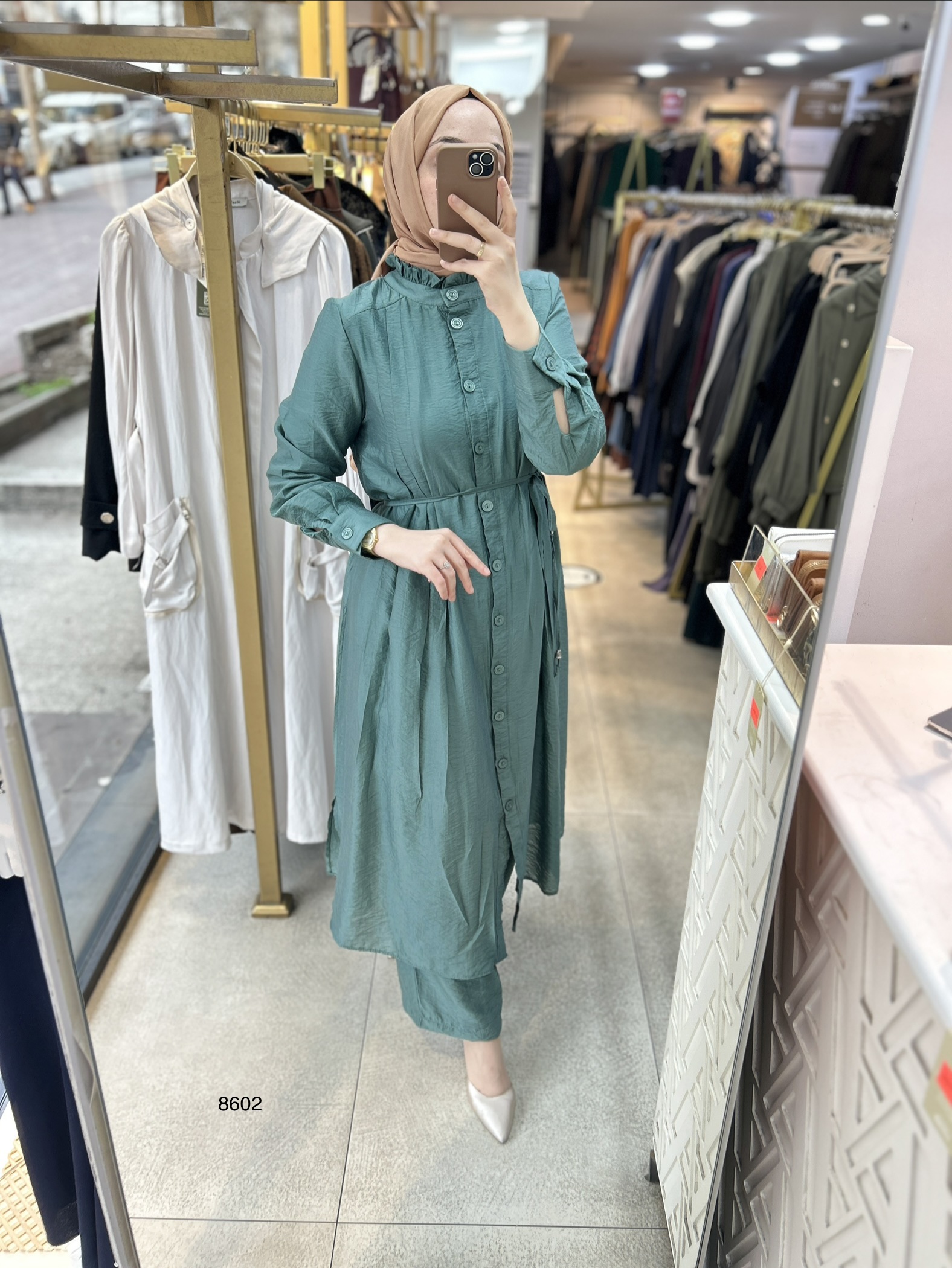 8602 Vual Kumaş Kemerli Takım - Görsel 5