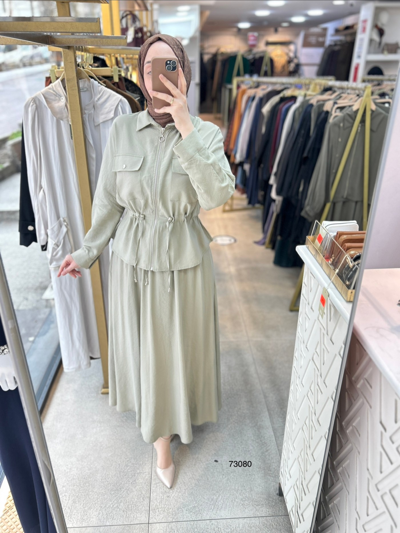 73080 Fermuarlı Etekli Takım