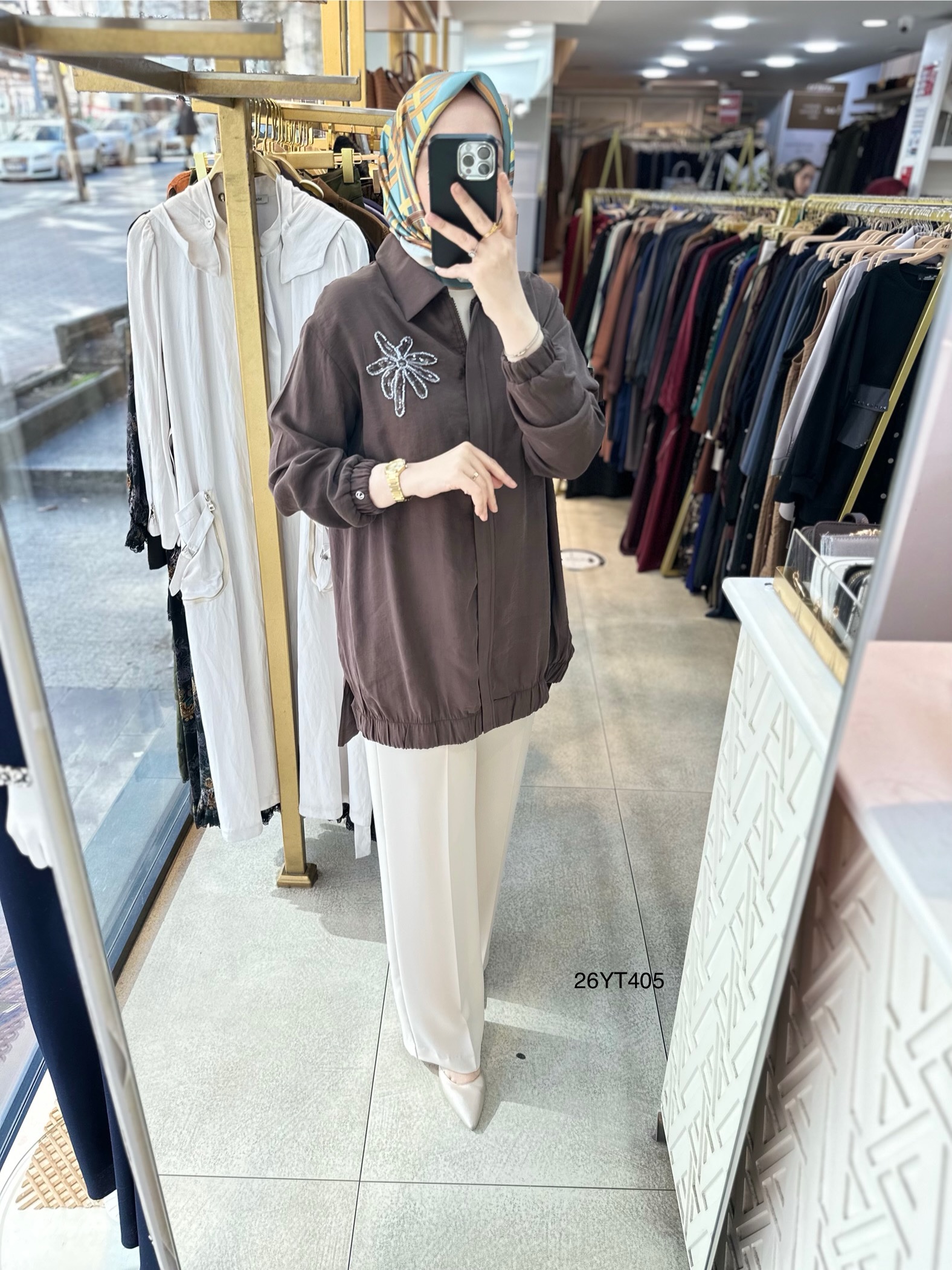 26YT405 Armine Trend Çiçekli Tunik - Görsel 4