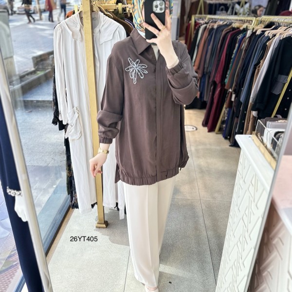 26YT405 Armine Trend Çiçekli Tunik - Görsel 14