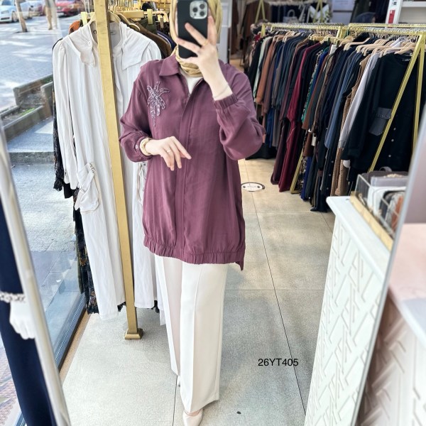 26YT405 Armine Trend Çiçekli Tunik - Görsel 2