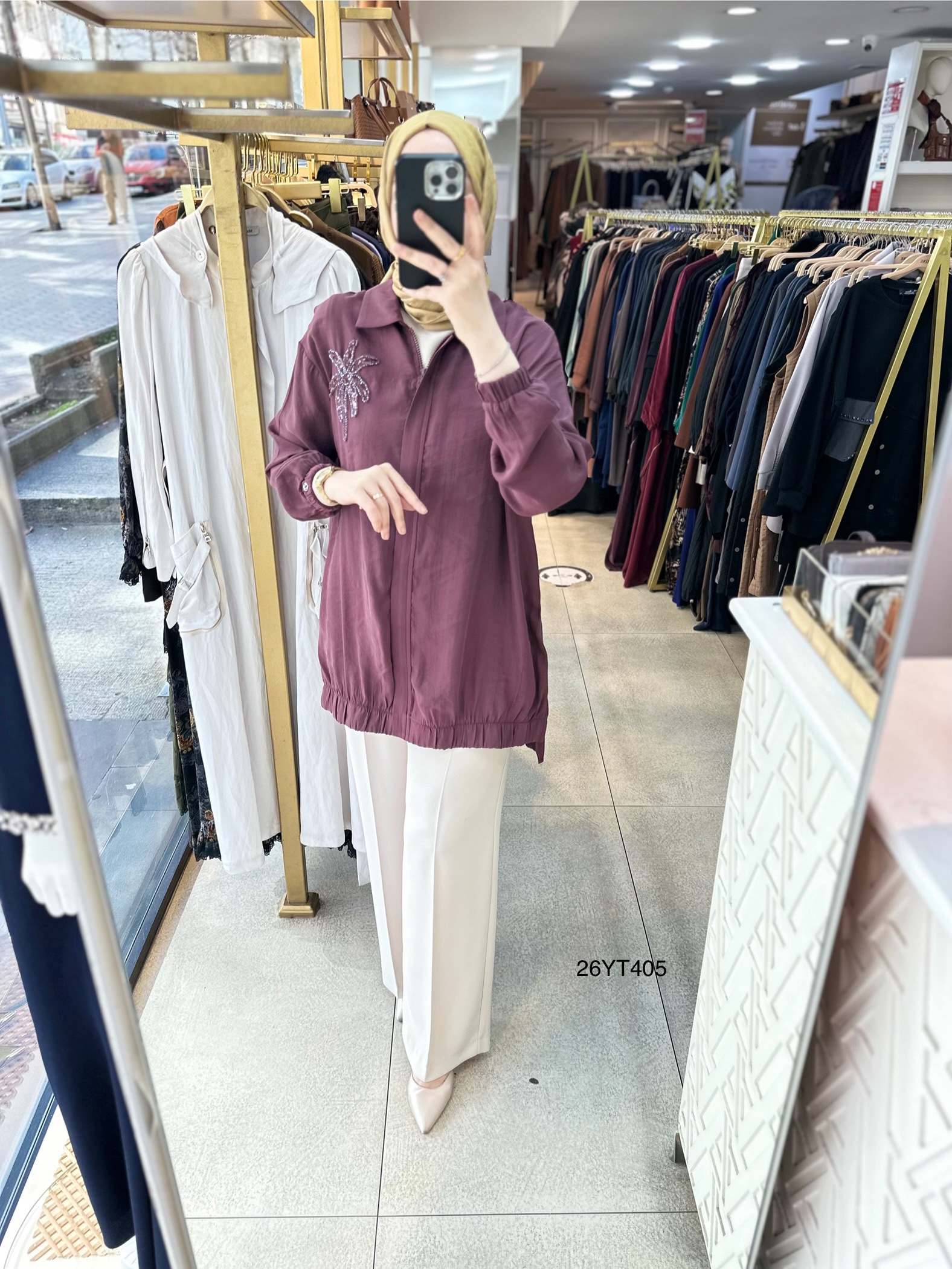 26YT405 Armine Trend Çiçekli Tunik - Görsel 2