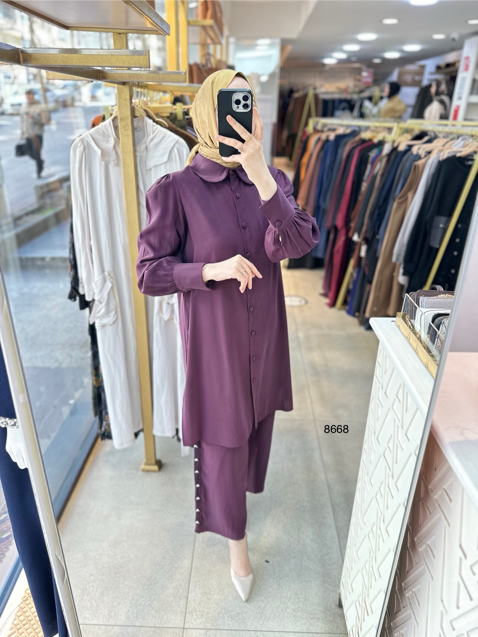 8668 Pantolonu Düğme Detaylı Takım - Görsel 2