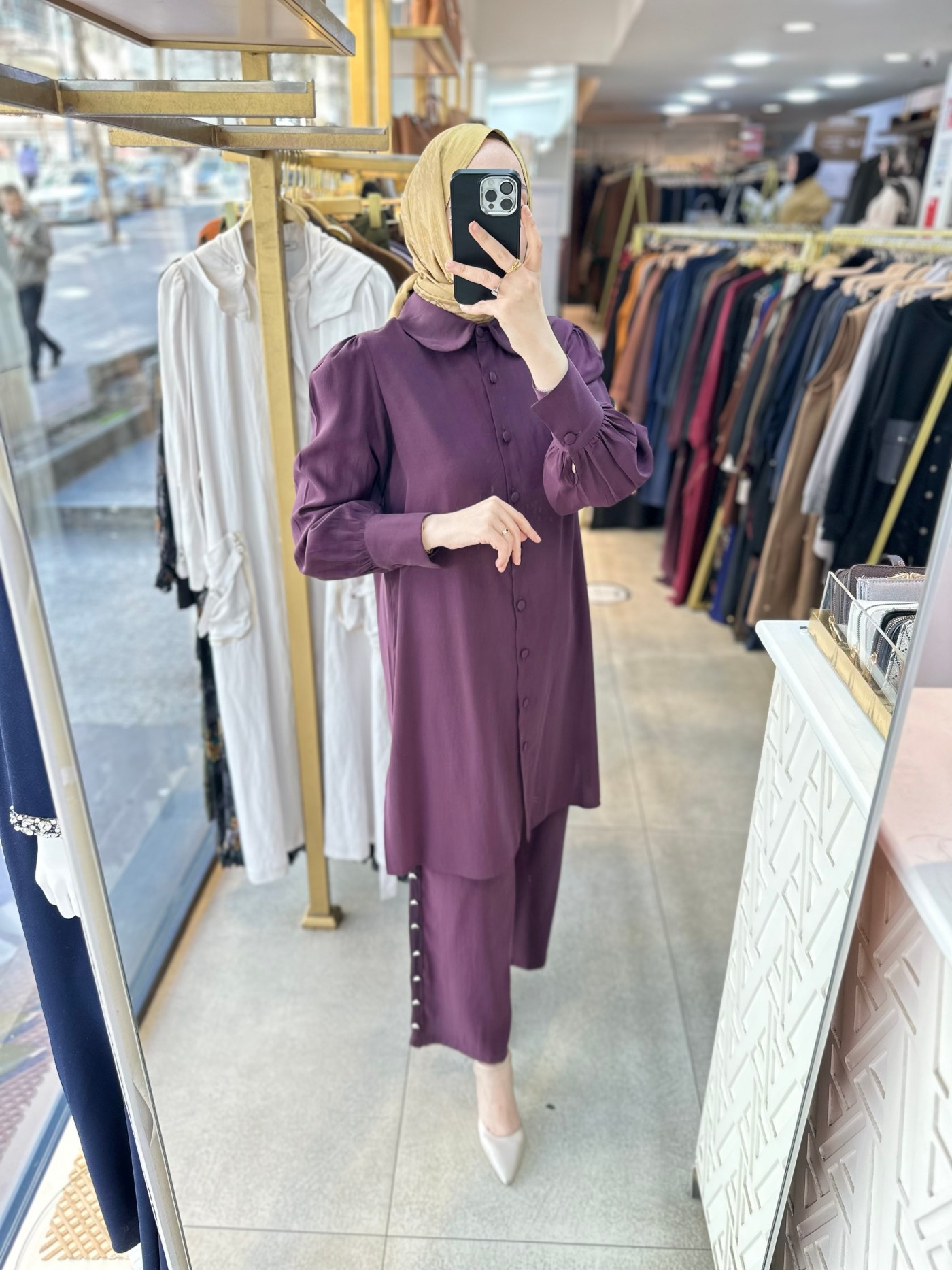 8668 Pantolonu Düğme Detaylı Takım