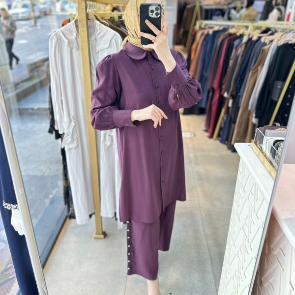 8668 Pantolonu Düğme Detaylı Takım - Görsel 4