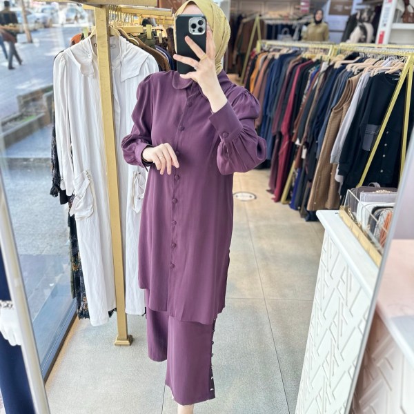 8668 Pantolonu Düğme Detaylı Takım - Görsel 3