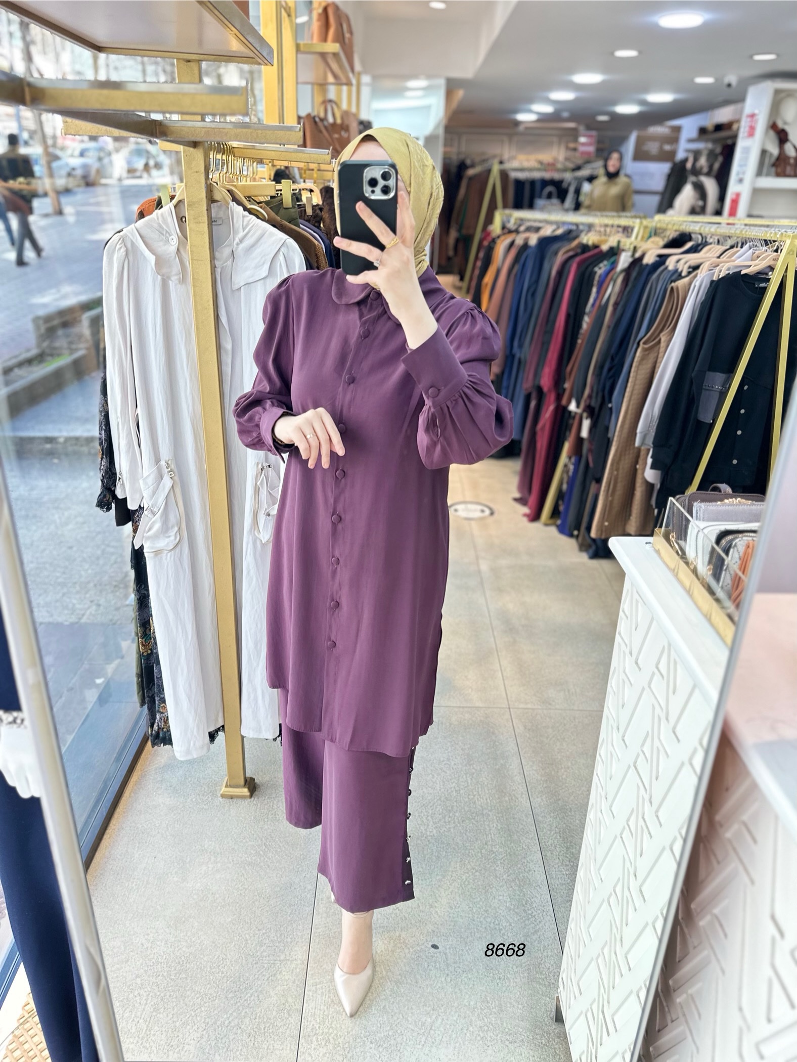 8668 Pantolonu Düğme Detaylı Takım - Görsel 3