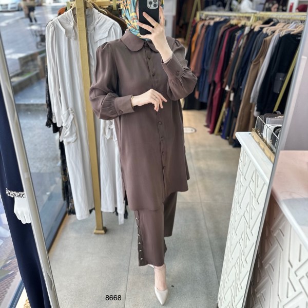 8668 Pantolonu Düğme Detaylı Takım - Görsel 12