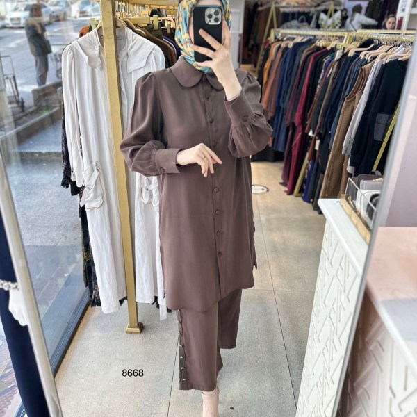 8668 Pantolonu Düğme Detaylı Takım - Görsel 8