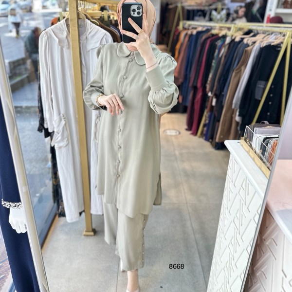 8668 Pantolonu Düğme Detaylı Takım - Görsel 7