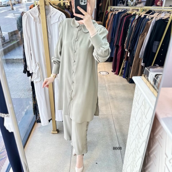 8668 Pantolonu Düğme Detaylı Takım - Görsel 17