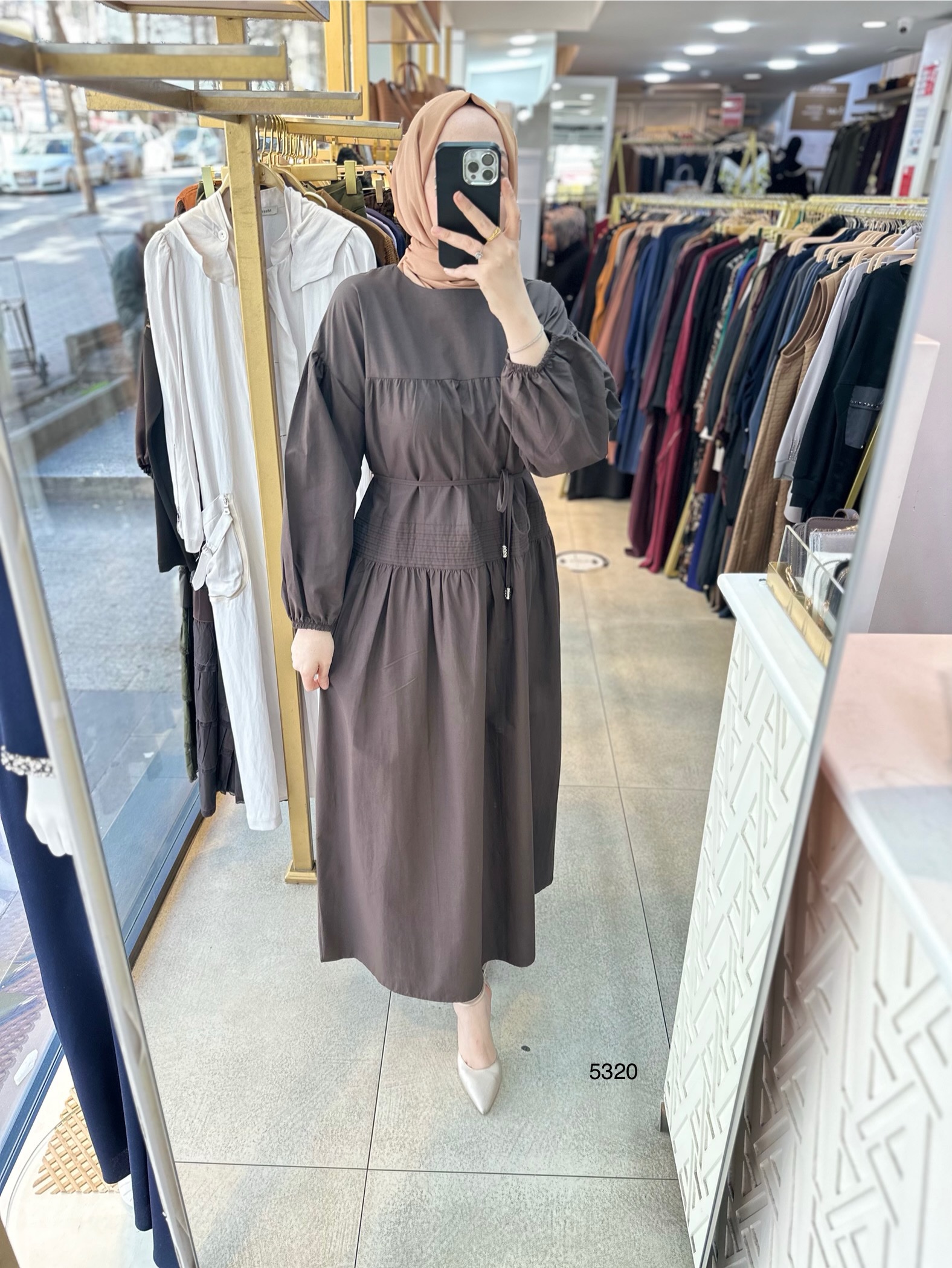 5320 Belden Bağlamalı Elbise - Görsel 1