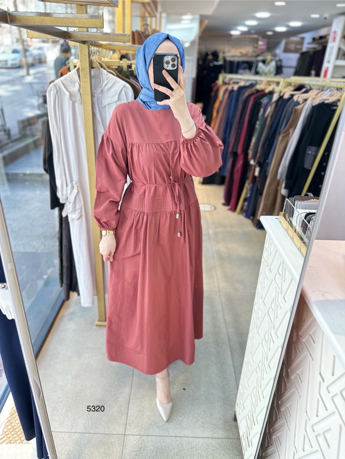 5320 Belden Bağlamalı Elbise