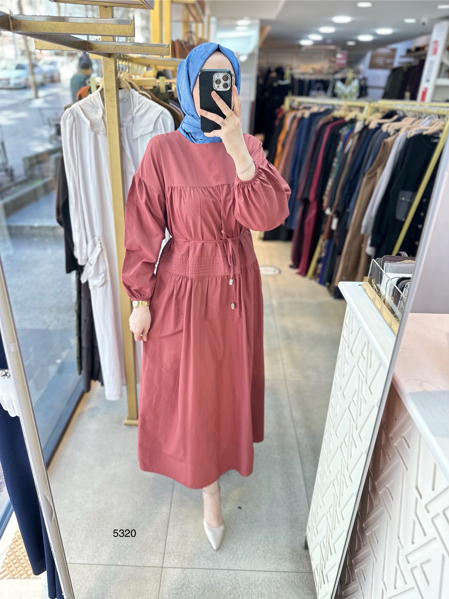 5320 Belden Bağlamalı Elbise - Görsel 10