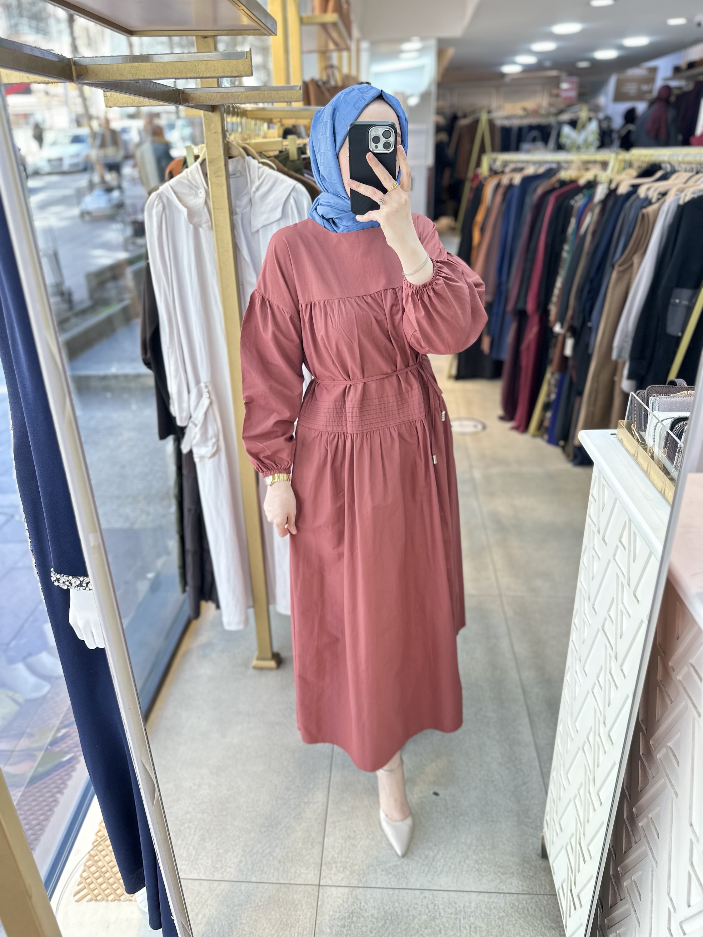 5320 Belden Bağlamalı Elbise - Görsel 17