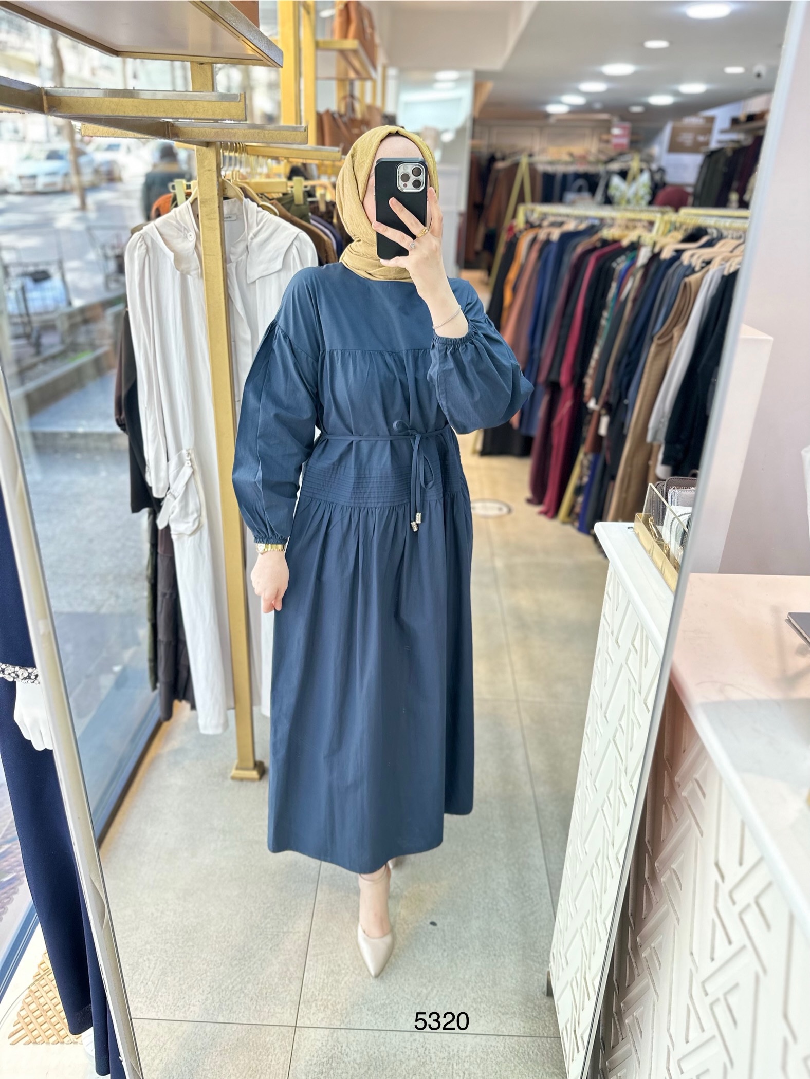 5320 Belden Bağlamalı Elbise - Görsel 13