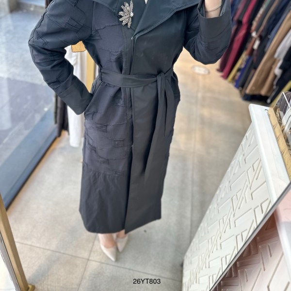 26YT803 Armine Trend Broş Detaylı Kap - Görsel 3