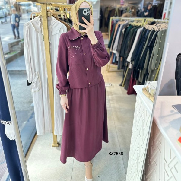 SZ7536 Taş Detaylı Etekli Takım - Görsel 6