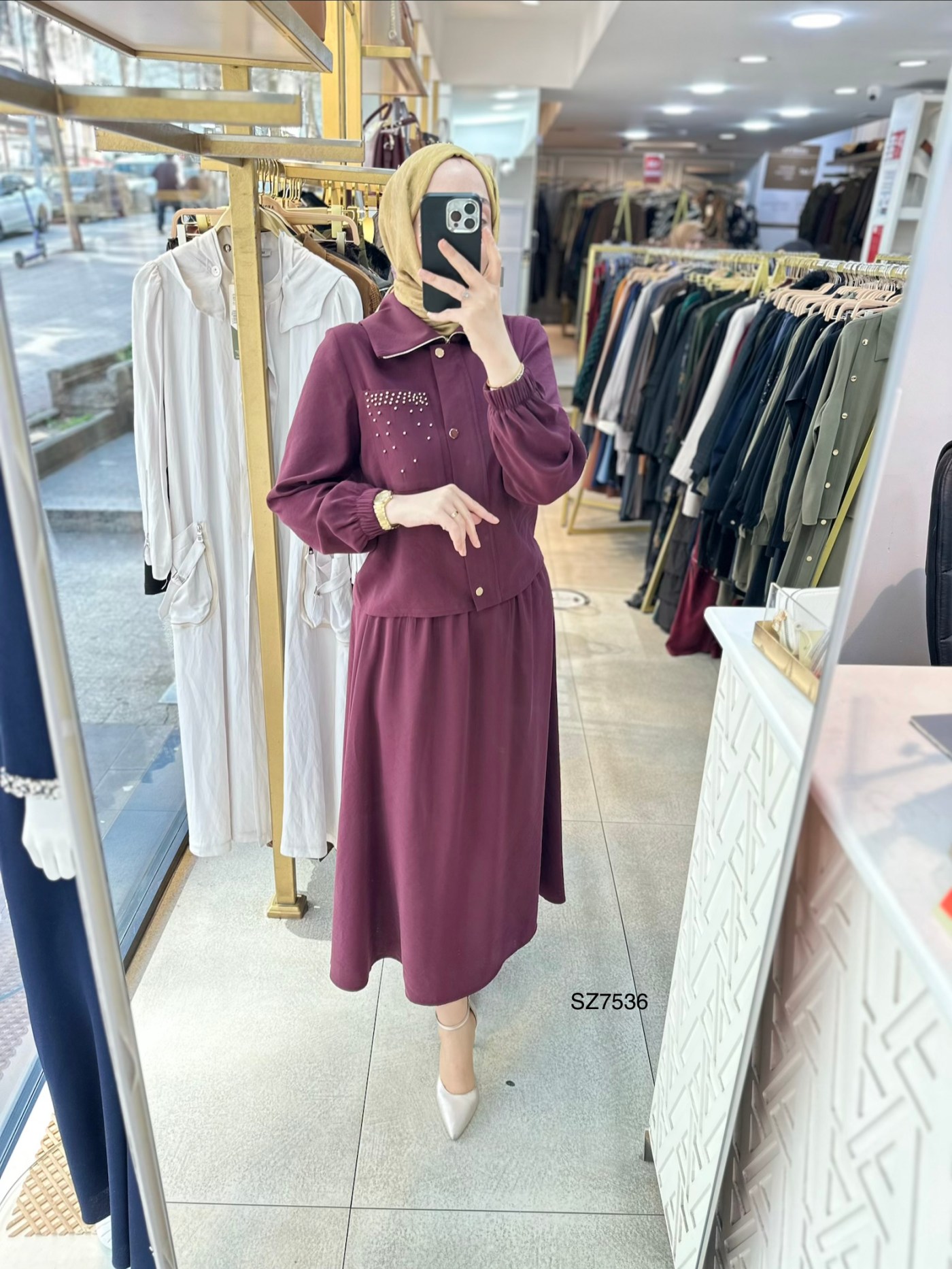 SZ7536 Taş Detaylı Etekli Takım