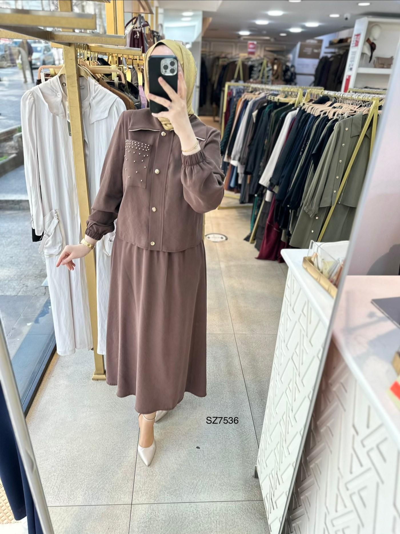 SZ7536 Taş Detaylı Etekli Takım