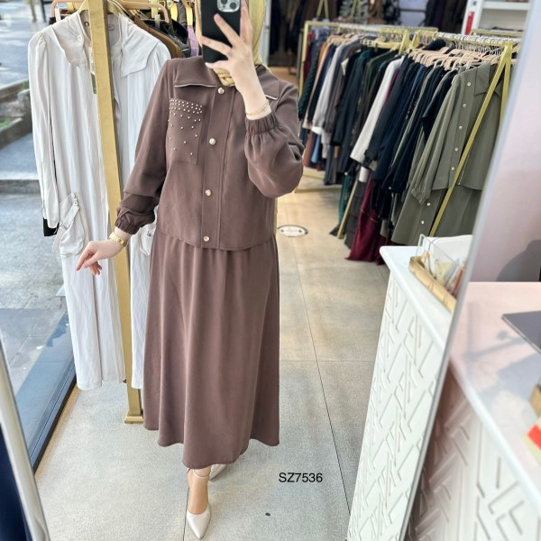 SZ7536 Taş Detaylı Etekli Takım - Görsel 1