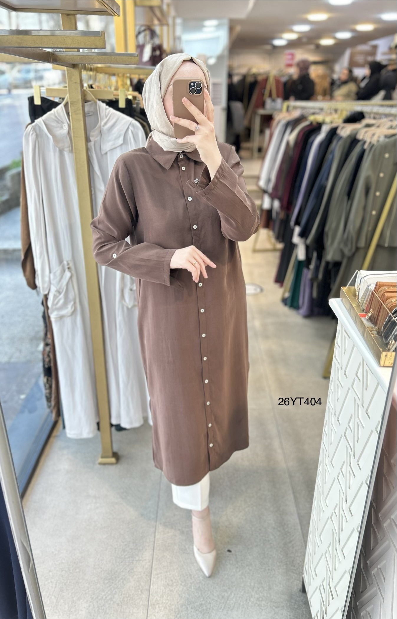 26Yt404 Boydan Düğmeli Tunik