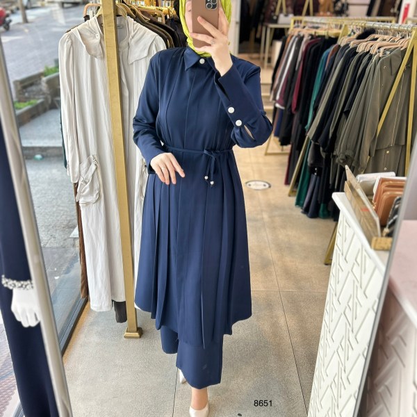 8651 Dik Yakalı Düğme Detaylı Takım - Görsel 13