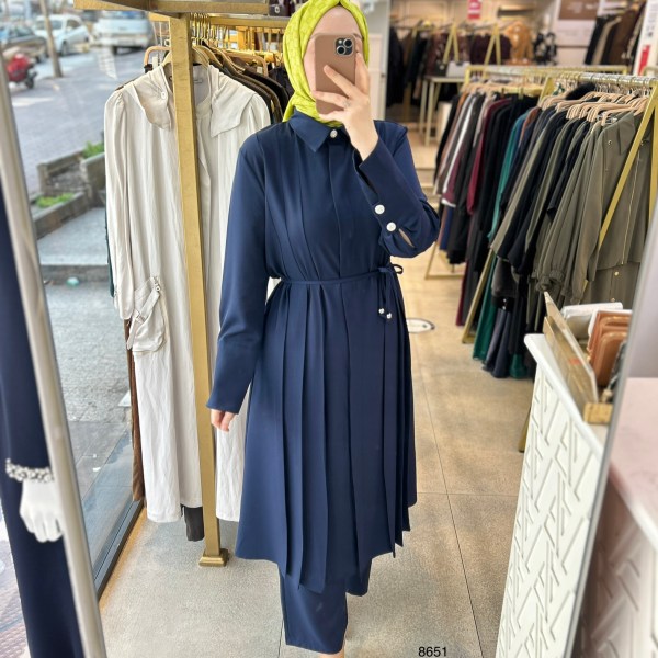 8651 Dik Yakalı Düğme Detaylı Takım - Görsel 16